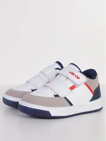 Tênis Velcro Infantil Para Menino - BRANCO/MARINHO