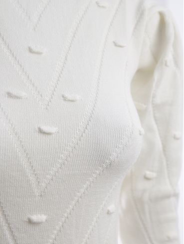 Blusa Tricot Manga Bufante Feminina BRANCO