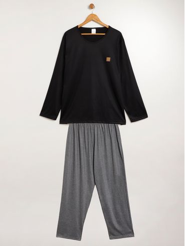 Pijama Longo Plus Size Masculino MESCLA ESCURO