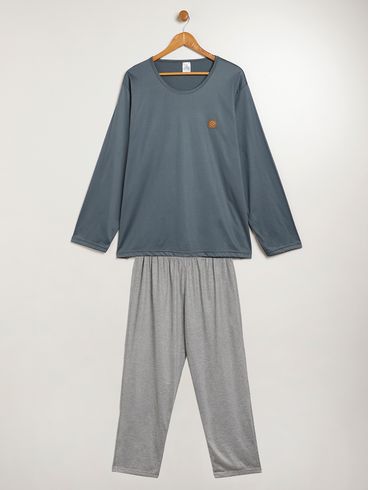 Pijama Longo Plus Size Masculino CINZA