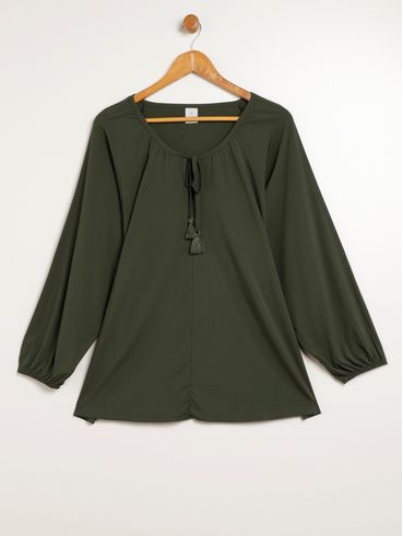 Blusa Manga Longa Plus Size Feminina VERDE