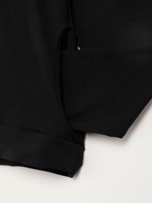 Blusa Cropped Manga Longa Juvenil Para Menina - PRETO