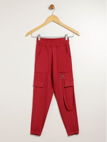 Calça Jogger Juvenil Para Menina - BORDO