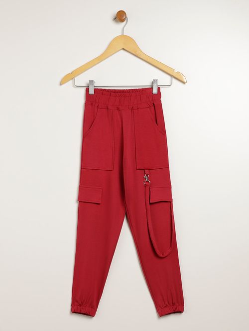 Calça Jogger Juvenil Para Menina - BORDO