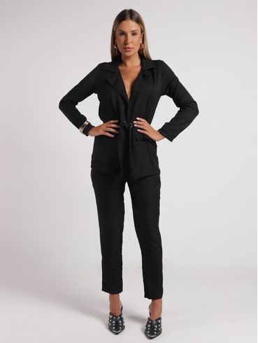 Calça Reta Alfaiataria Feminina PRETO