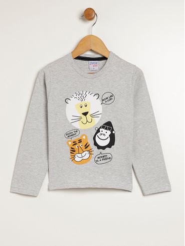 Camiseta Manga Longa Infantil Para Menino - MESCLA