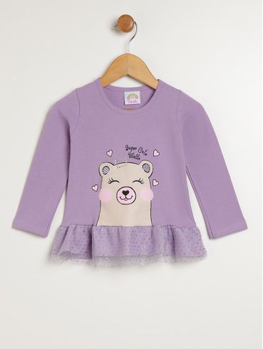 Blusa Manga Longa Infantil Para Menina - LILAS