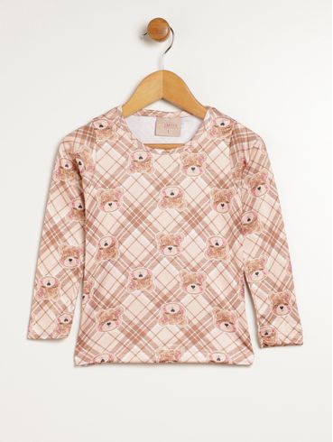 Blusa Manga Longa Térmica Infantil Para Menina - BEGE