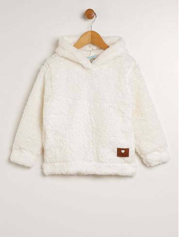 Moletom Com Capuz Infantil Para Menina - OFF WHITE