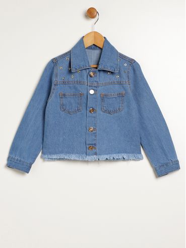 Jaqueta Jeans Infantil Para Menina - AZUL