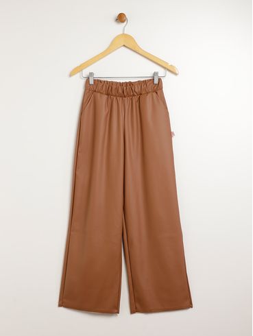 Calça Wide Leg Juvenil Para Menina - MARROM