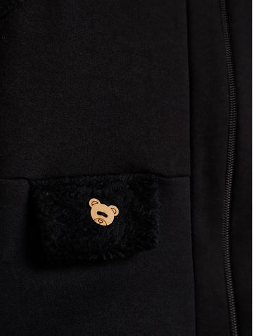 Colete Com Capuz Infantil Para Menino - PRETO
