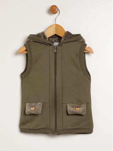 Colete Com Capuz Infantil Para Menino - VERDE
