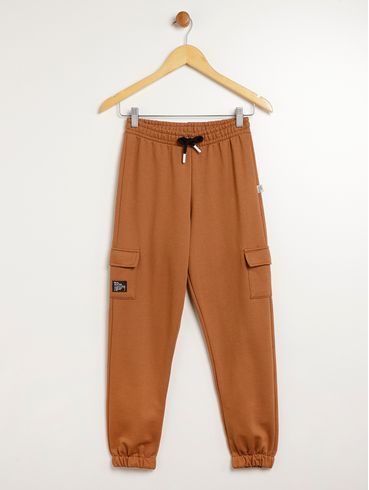 Calça Moletom Juvenil Para Menino - MARROM