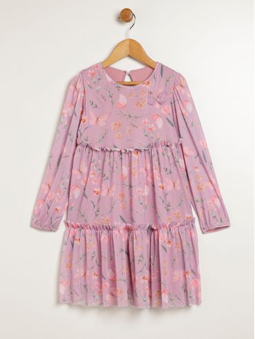 Vestido Tule Infantil Para Menina - ROSA