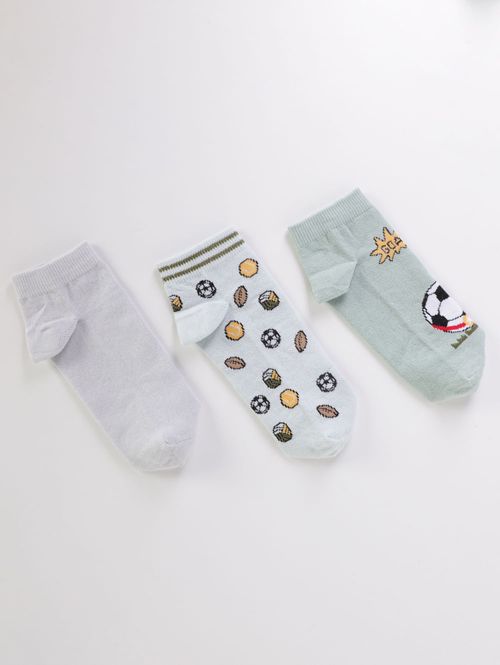 Kit de Meias Infantil Para Menino - VERDE/CINZA