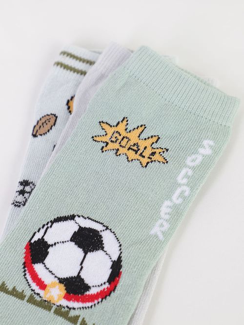 Kit de Meias Infantil Para Menino - VERDE/CINZA