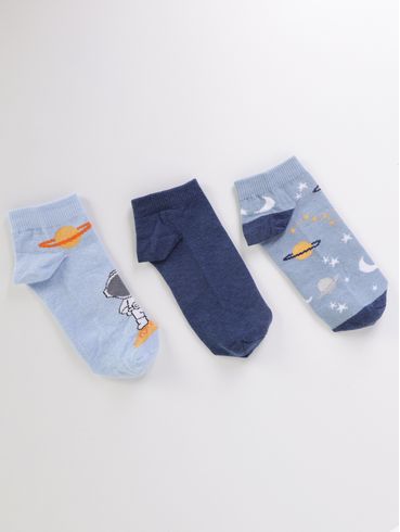 Kit de Meias Infantil Para Menino - Azul/Azul marinho