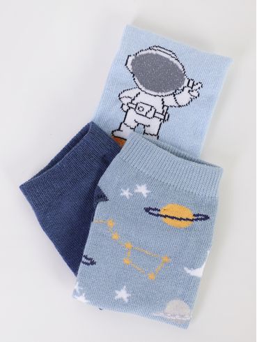 Kit de Meias Infantil Para Menino - Azul/Azul marinho