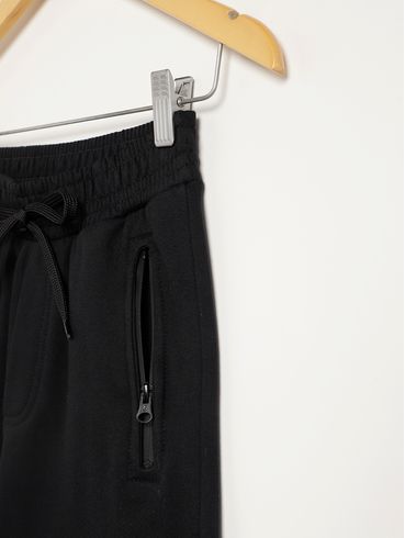 Calça Moletom Com Punho Juvenil Para Menino - PRETO