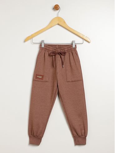 Calça Moletom Com Punho Infantil Para Menino - MARROM
