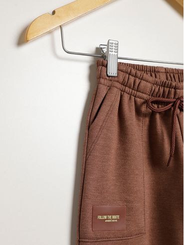 Calça Moletom Com Punho Infantil Para Menino - MARROM