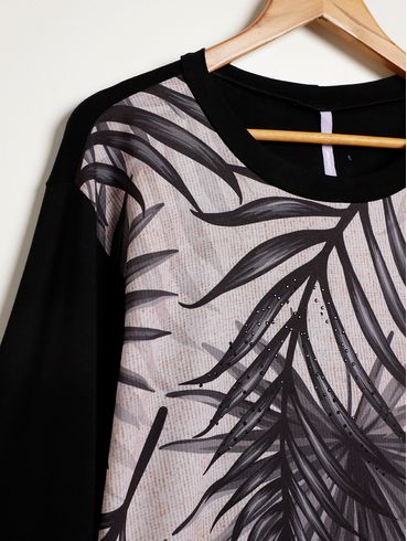 Blusa Manga 3/4 Plus Size Feminina PRETO