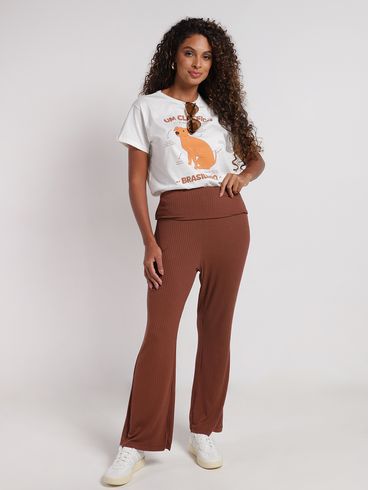Calça Canelada Autentique Feminina MARROM