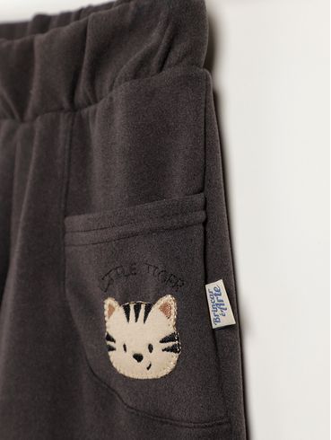 Calça Moletom Com Punho Infantil Para Menino - PRETO