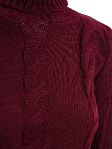 Blusa de Tricot Gola Alta Feminina VINHO