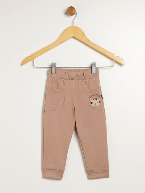 Calça Moletom Com Punho Infantil Para Menino - MARROM