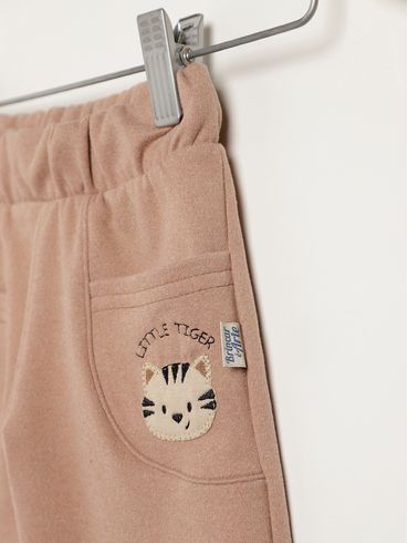 Calça Moletom Com Punho Infantil Para Menino - MARROM