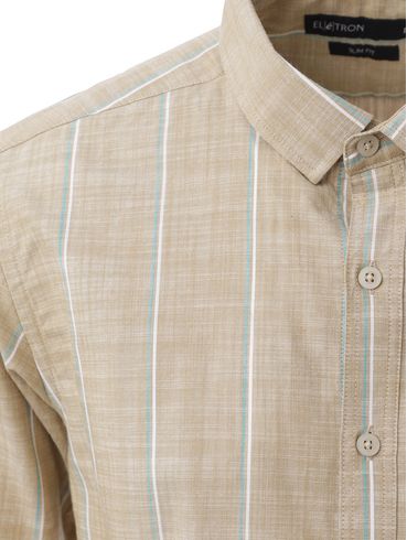 Camisa Manga Longa Slim Elétron Masculina CAQUI