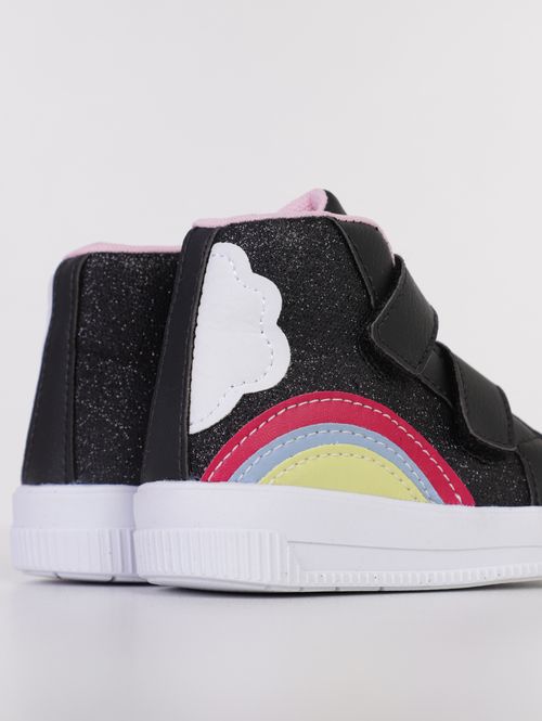 Tênis Cano Alto Arco Íris Infantil Para Menina - PRETO/ROSA