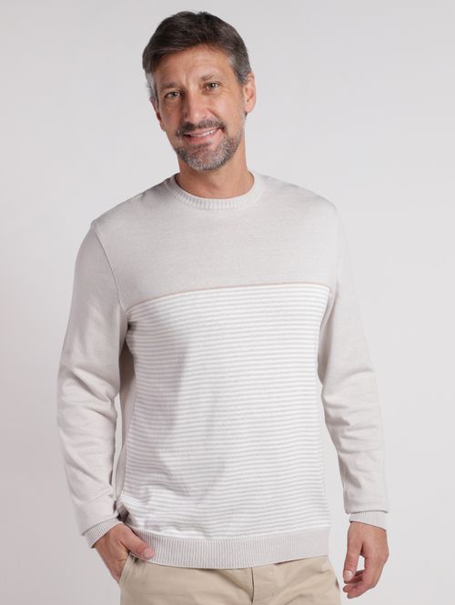 Suéter Tricot Manga Longa Masculino CINZA CLARO