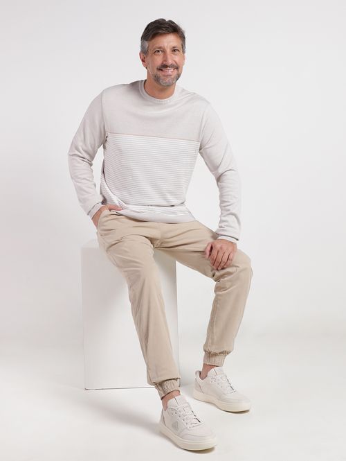 Suéter Tricot Manga Longa Masculino CINZA CLARO