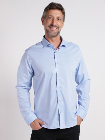 Camisa Manga Longa Slim Masculina AZUL