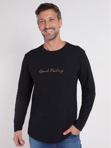 Camiseta Manga Longa Masculina PRETO