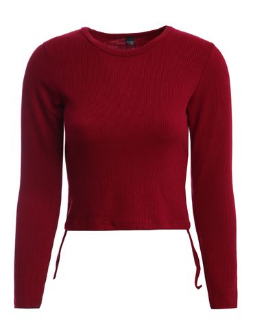 Blusa Manga Curta Cropped Feminina BORDO