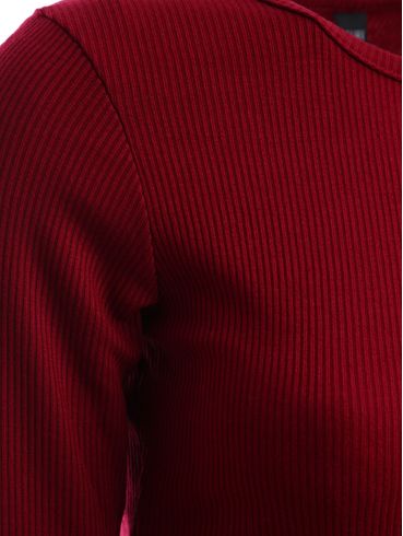 Blusa Manga Curta Cropped Feminina BORDO