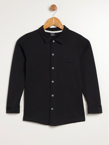 Camisa Manga Longa Juvenil Para Menino - PRETO