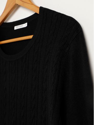 Blusão de Tricot Manga Longa Plus Size Feminino PRETO