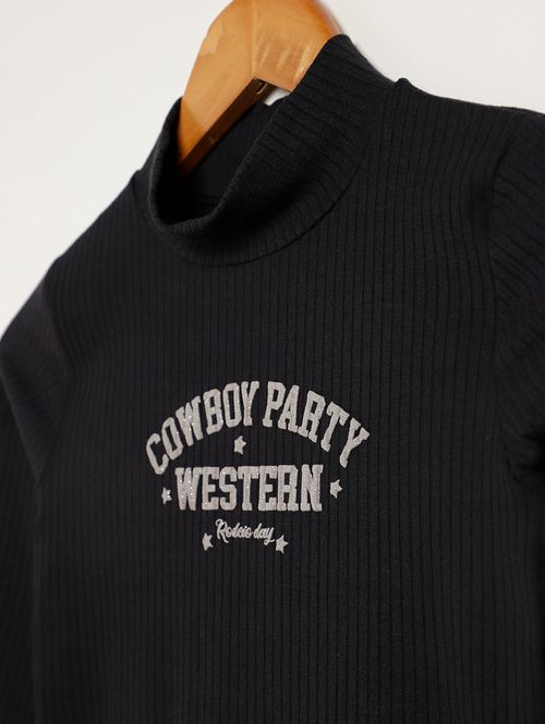 Blusa Manga Longa Vels Juvenil Para Menina - PRETO