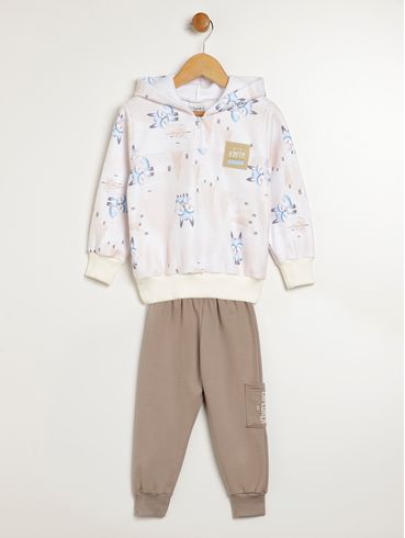 Conjunto Longo Infantil Para Menino - OFF WHITE