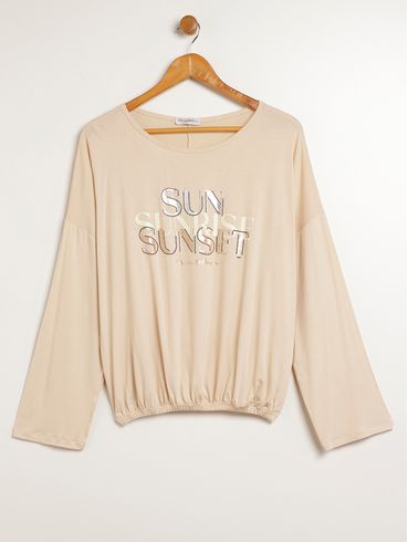 Blusa Manga Longa Plus Size Feminina BEGE