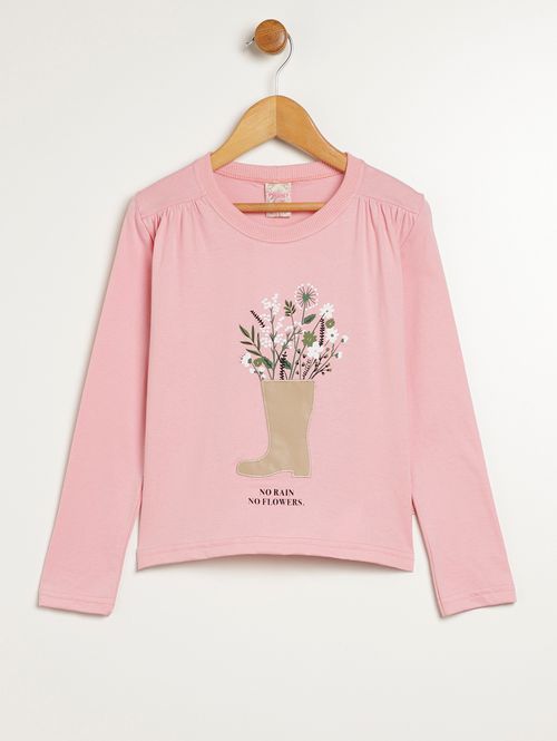 Blusa Manga Longa Infantil Para Menina - ROSA
