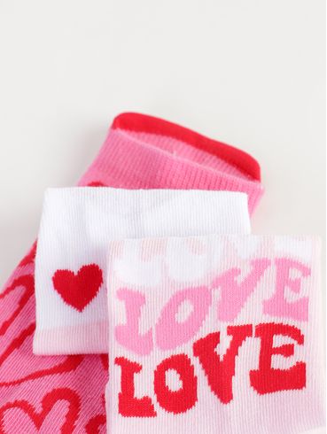 Kit com 03 Meias Selene Femininas ROSA/VERMELHO