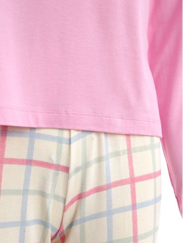 Pijama Longo Xadrez Feminino ROSA