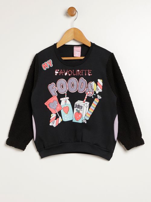 Moletom Infantil Para Menina - PRETO