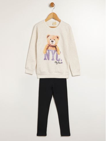 Conjunto Longo Infantil Para Menina - OFF WHITE